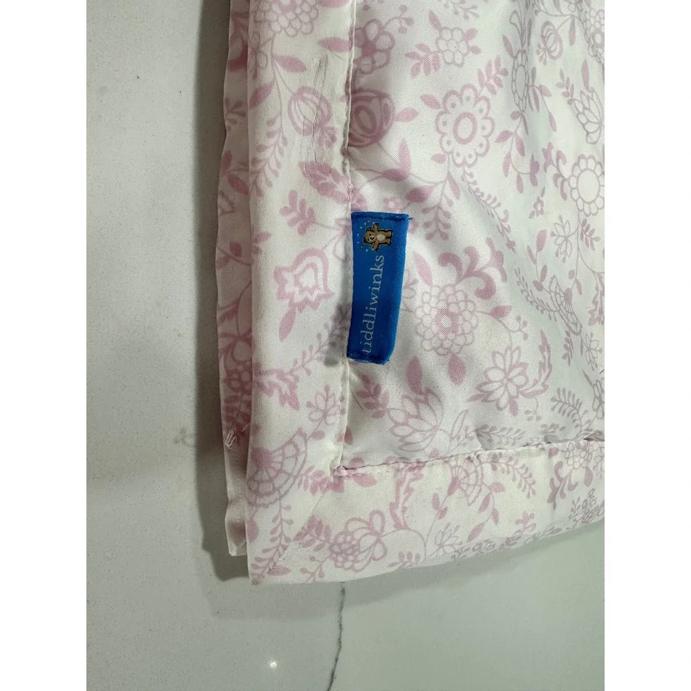 Tiddliwinks Baby Blanket Pink Floral White Plush Reversible Sherpa Fleece Trim